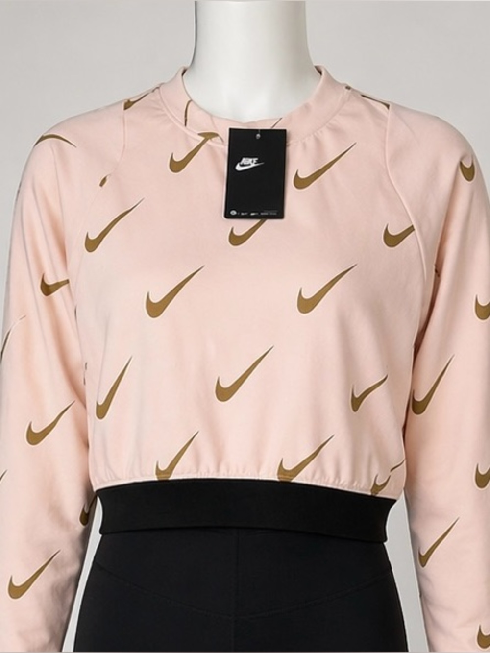 Nike White Silver Long Sleeve Crop Top